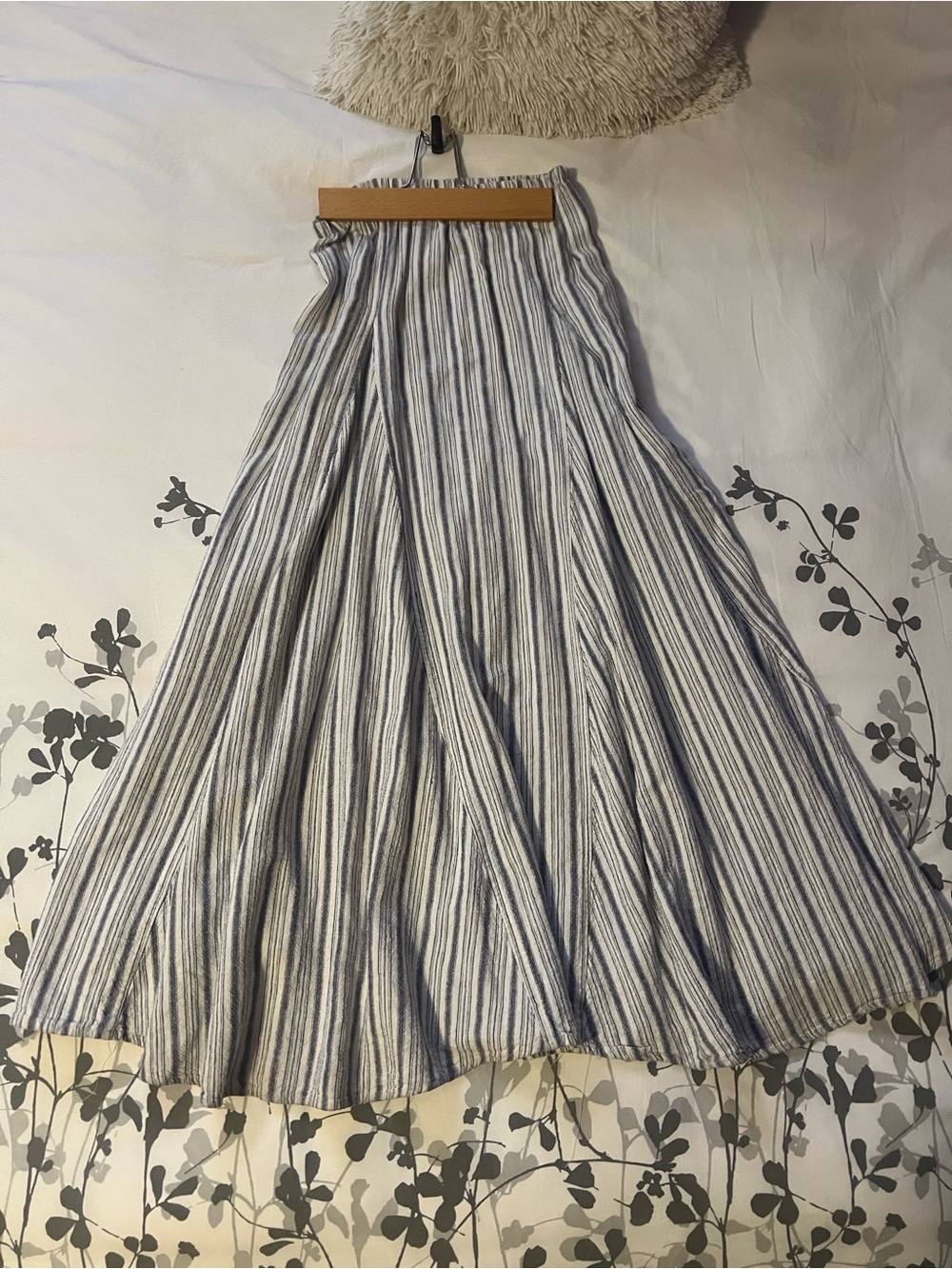 Kenar Blue and White Striped Maxi Skirt